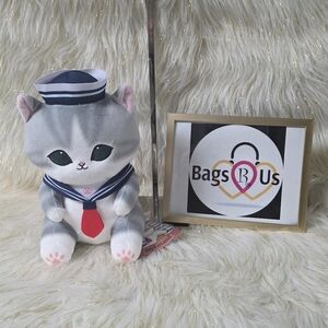 MOFUSAND ROUND 1 LARGE SAILOR PLUSH GRAY CAT 11 INCH PLUSH NWTS